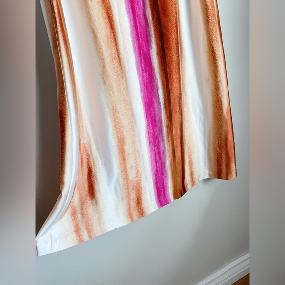 Alfani Rainbow Color Block Striped Silky Satin Soft Midi Maxi Dress Fuchsia Lux - Picture 7 of 10